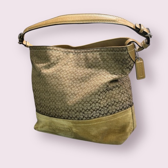 Coach Signature C\'s Camel Suede Jacquard Lg Tote M0778-F11666